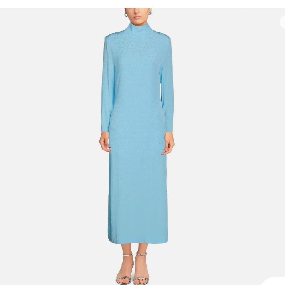 ROTATE BIRGER CHRISTENSEN Reba Maxi Dress with Fringe Sky Blue 6US